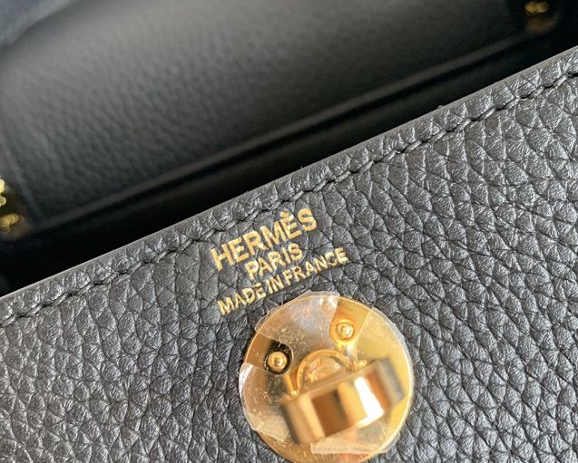 Hermes original togo leather mini lindy 19 bag H019 black