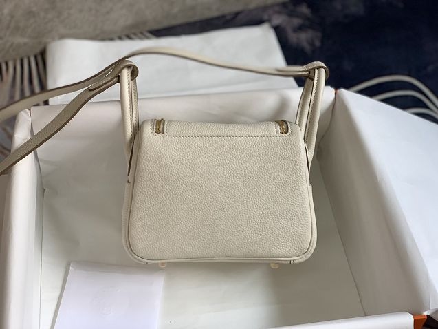 Hermes original togo leather mini lindy 19 bag H019 white