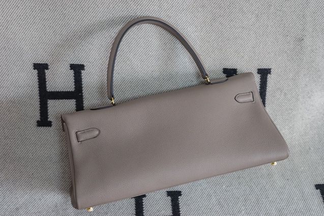 Hermes original calfskin kelly 42 shoulder bag BK0057 grey