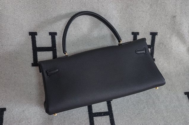 Hermes original calfskin kelly 42 shoulder bag BK0057 black