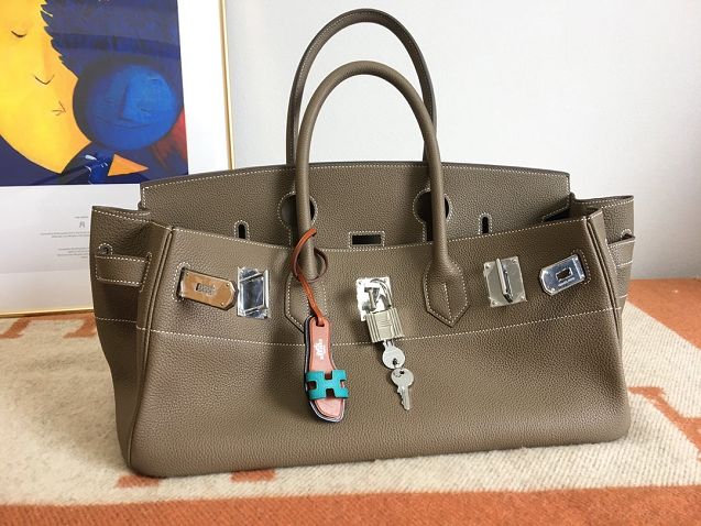 Hermes original calfskin birkin 42 shoulder bag BK0058 etoupe grey