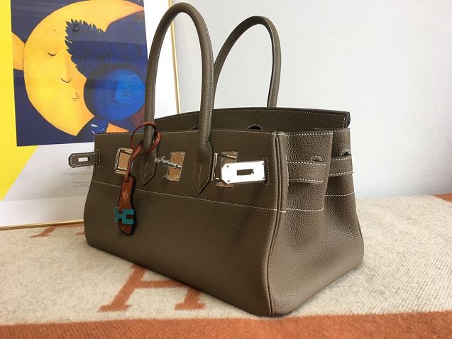 Hermes original calfskin birkin 42 shoulder bag BK0058 etoupe grey