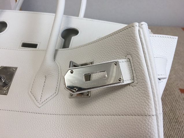 Hermes original calfskin birkin 42 shoulder bag BK0058  white