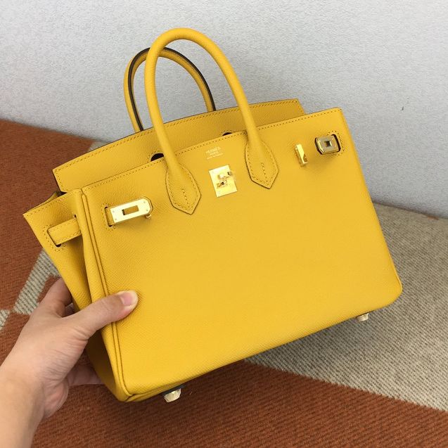 Hermes original epsom leather birkin 25 bag H25-3 amber