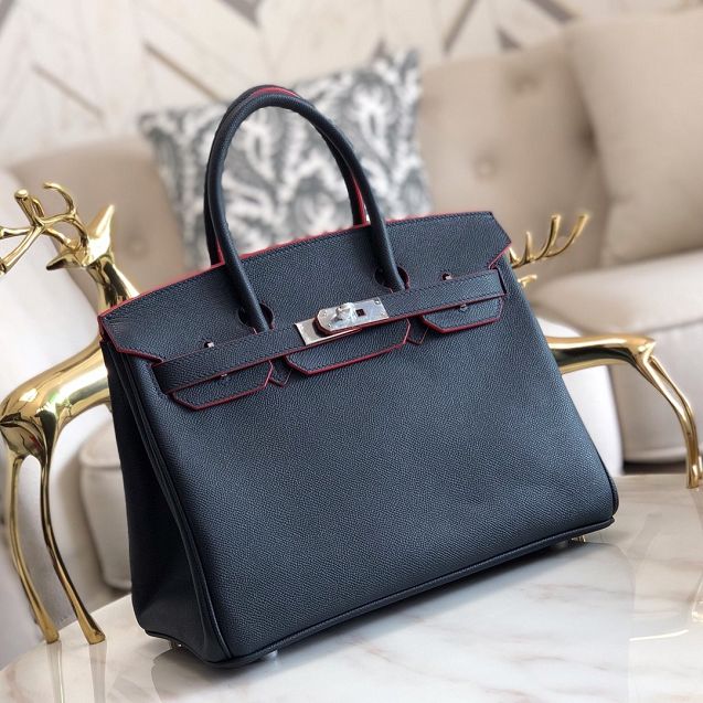 Hermes original epsom leather birkin 35 bag H35-3 black&red