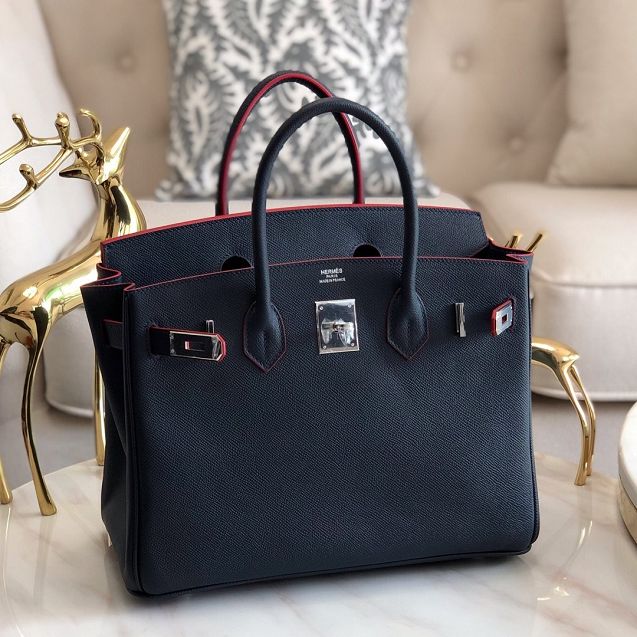 Hermes original epsom leather birkin 35 bag H35-3 black&red