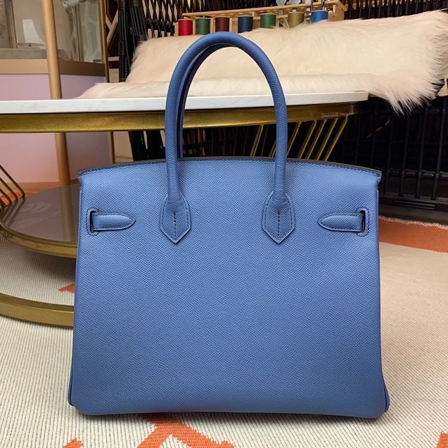 Hermes original epsom leather birkin 30 bag H30-3 blue brighton