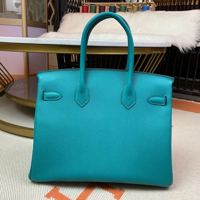 Hermes original epsom leather birkin 25 bag H25-3 blue paon