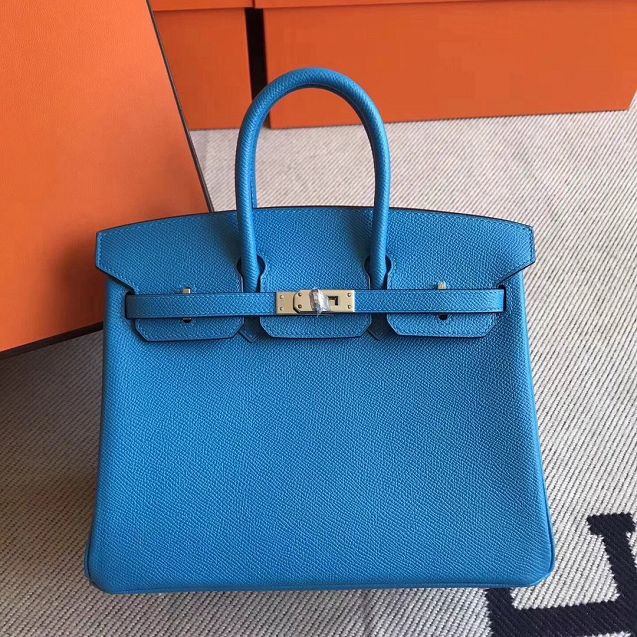 Hermes original epsom leather birkin 35 bag H35-3 blue zanzibar