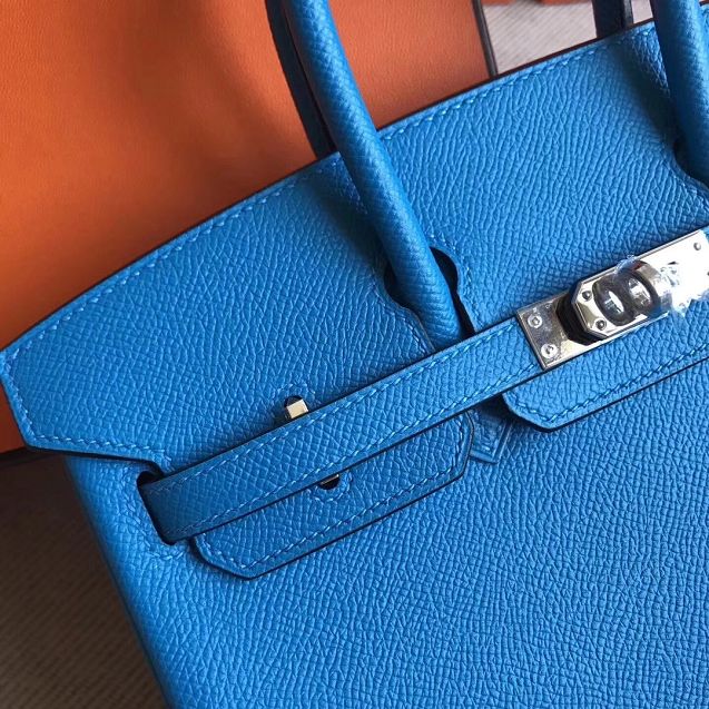 Hermes original epsom leather birkin 30 bag H30-3 blue zanzibar