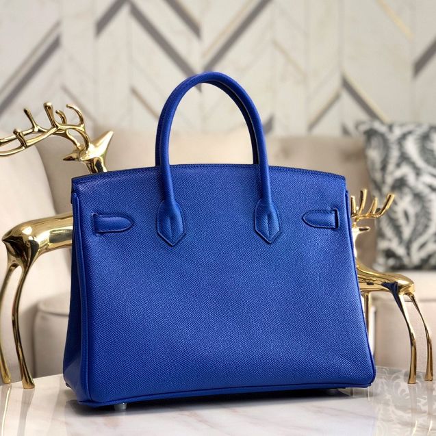 Hermes original epsom leather birkin 35 bag H35-3 blue zellige