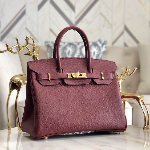 Hermes original epsom leather birkin 30 bag H30-3 bordeaux