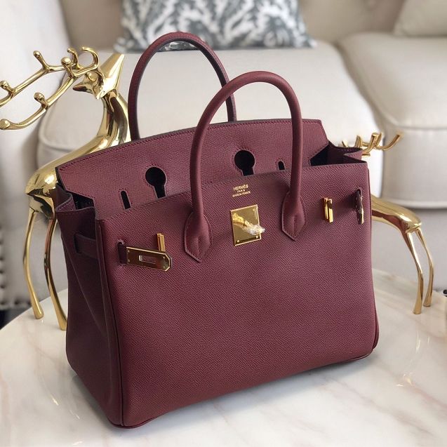 Hermes original epsom leather birkin 30 bag H30-3 bordeaux