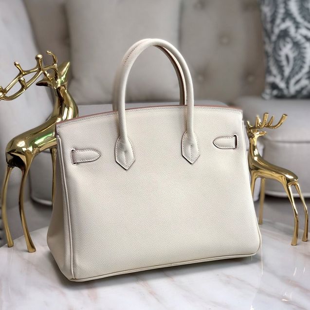 Hermes original epsom leather birkin 25 bag H25-3 cream white