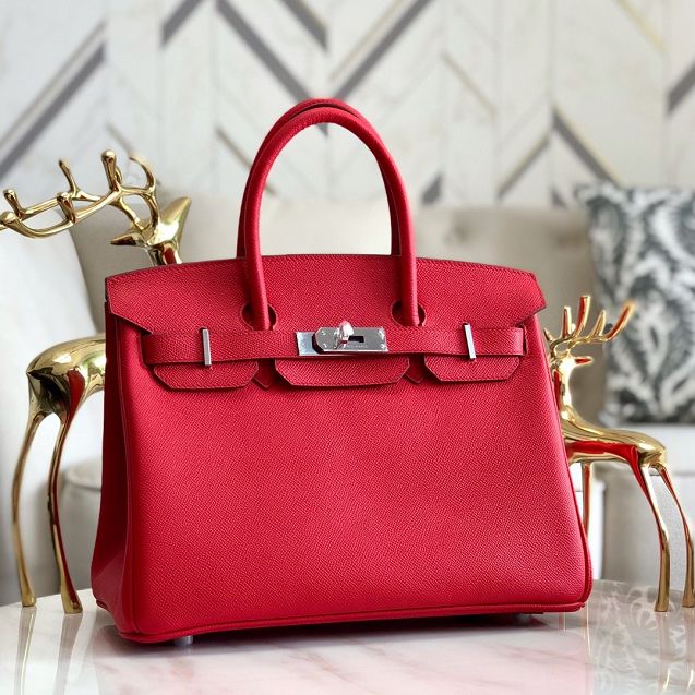 Hermes original epsom leather birkin 35 bag H35-3 rouge tomate