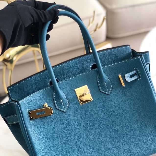 Hermes original togo leather birkin 35 bag H35-1 denim blue