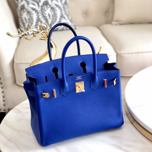 Hermes original togo leather birkin 25 bag H25-1 electric blue