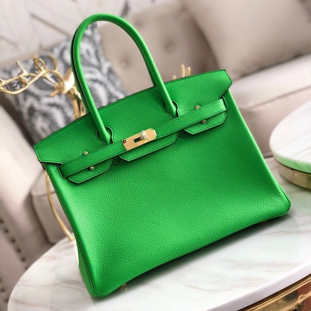 Hermes original togo leather birkin 25 bag H25-1 grass green