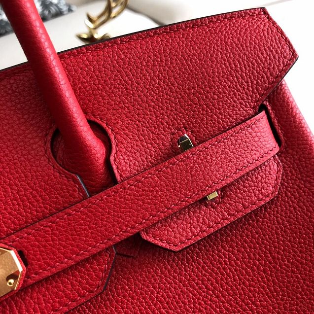 Hermes original togo leather birkin 25 bag H25-1 rouge tomate