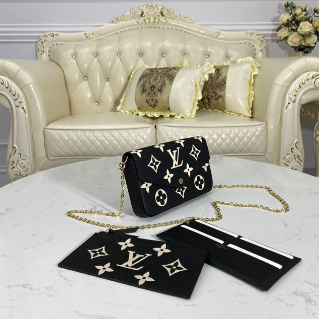 Louis vuitton original monogram calfskin felicie pochette M69978 black