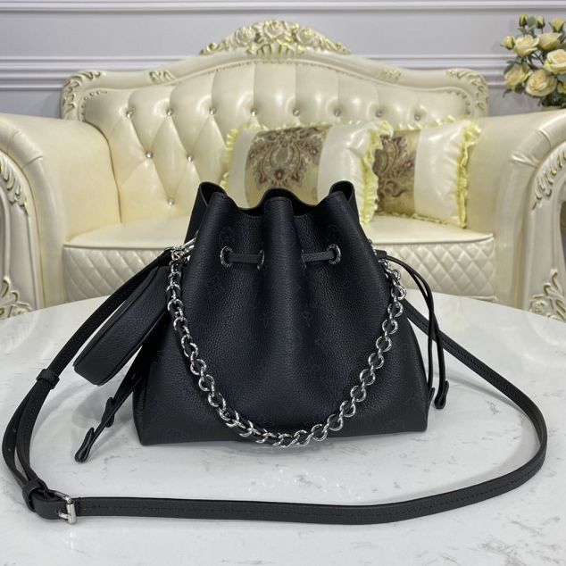 Louis vuitton original mahina leather bella bucket bag M57070 black