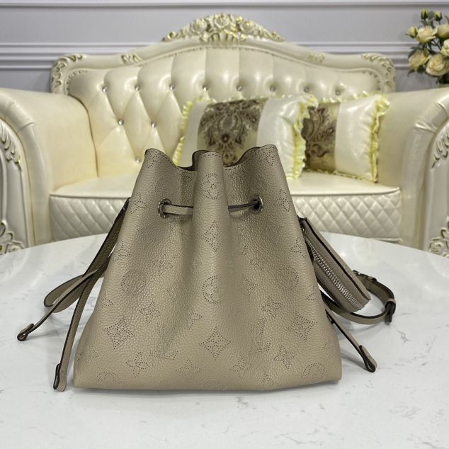 Louis vuitton original mahina leather bella bucket bag M57201 grey