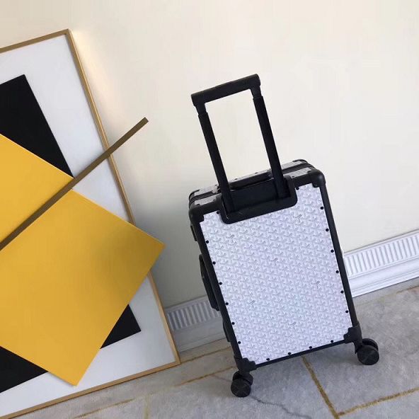 Goyard canvas rolling luggage GY0003 white