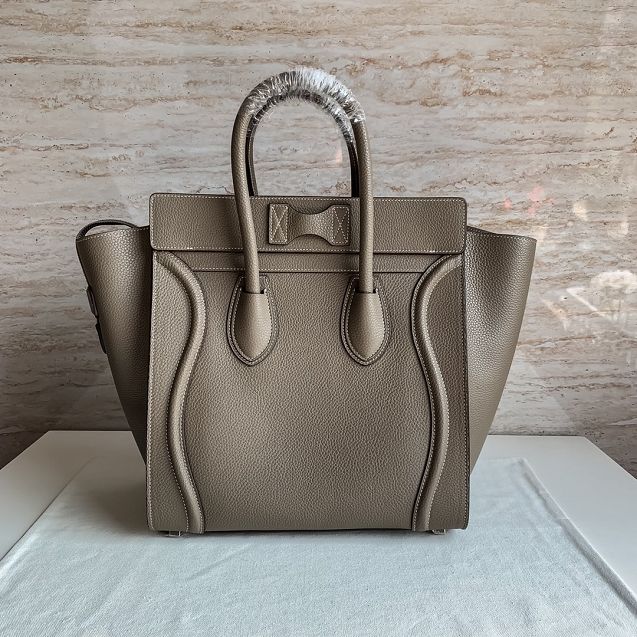 Celine original grained calfskin mini luggage handbag 189213 grey