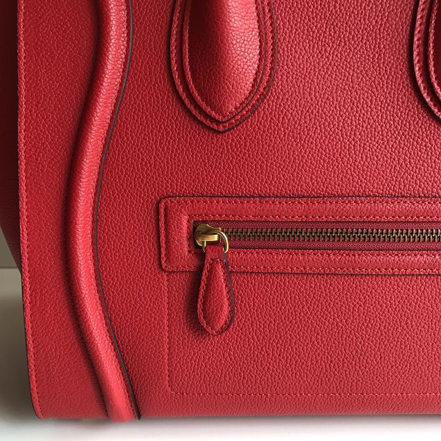 Celine original grained calfskin mini luggage handbag 189213 red