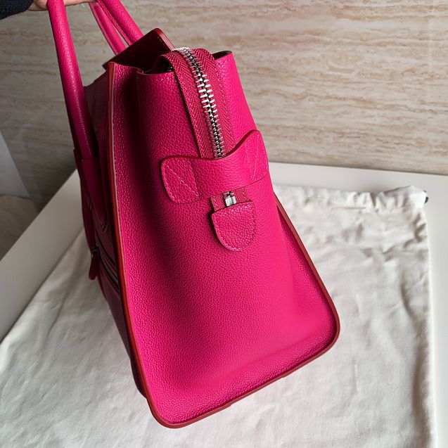 Celine original grained calfskin mini luggage handbag 189213 rose red