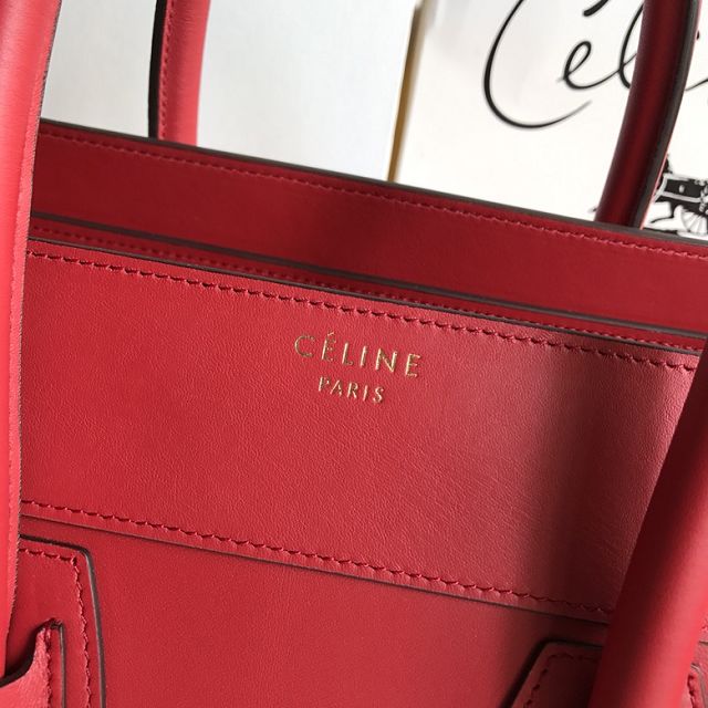 Celine original smooth calfskin mini luggage handbag 189213 red