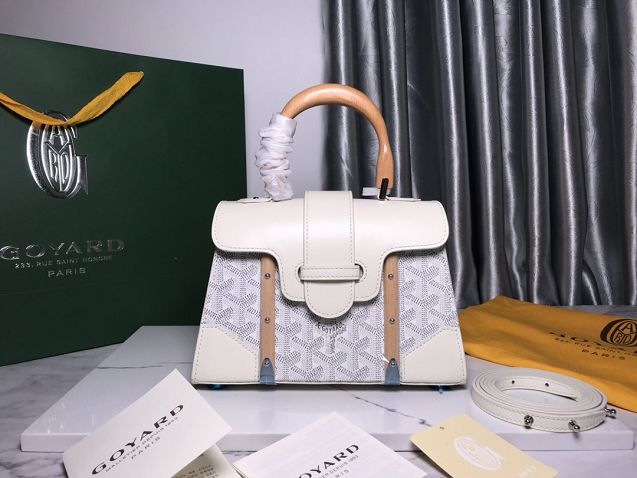 Goyard original canvas saigon structure mini bag GY0009 white