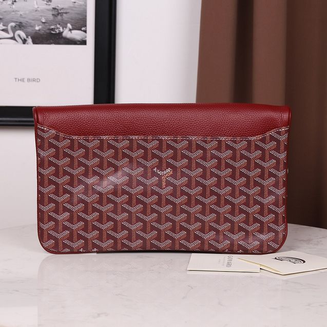 Goyard original calfskin&canvas sainte marie MM clutch GY0020 wine red