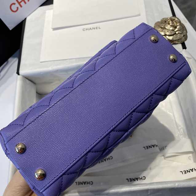 CC original grained calfskin small coco handle bag A92990 purple