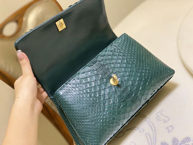 CC original phython leather small coco handle bag A92990 green