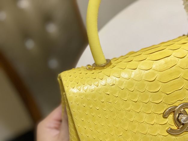 CC original phython leather small coco handle bag A92990 yellow