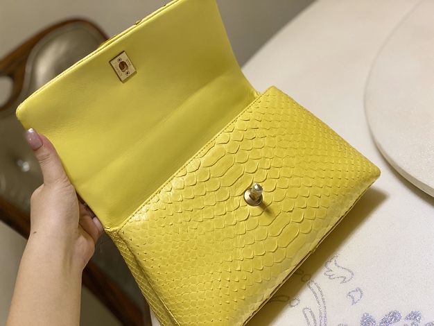 CC original phython leather small coco handle bag A92990 yellow