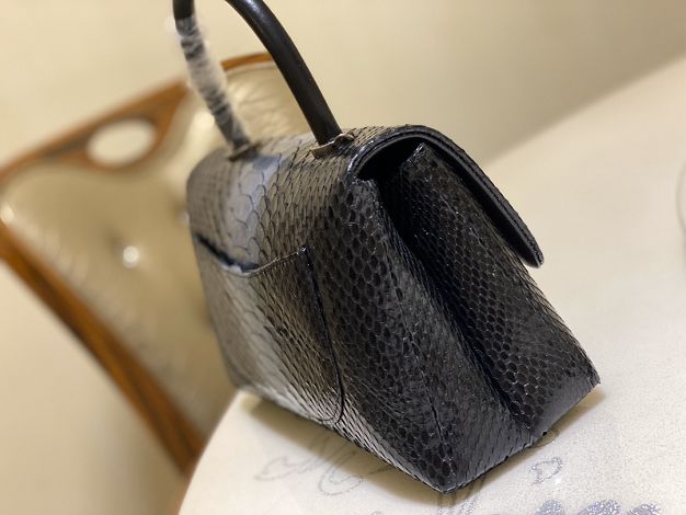 CC original python leather small coco handle bag A92990 black&grey