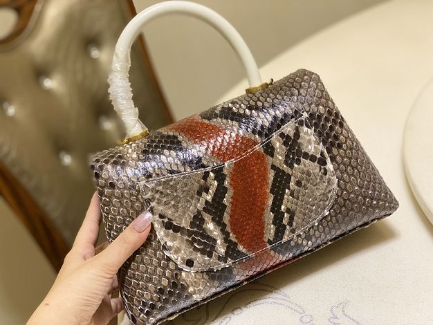 CC original python leather small coco handle bag A92990 grey