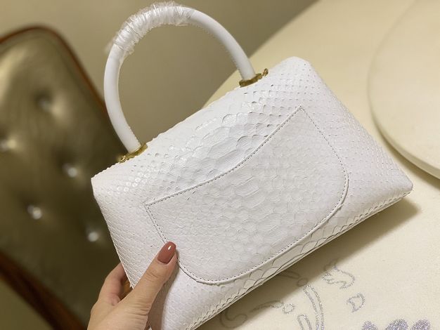 CC original python leather small coco handle bag A92990 white