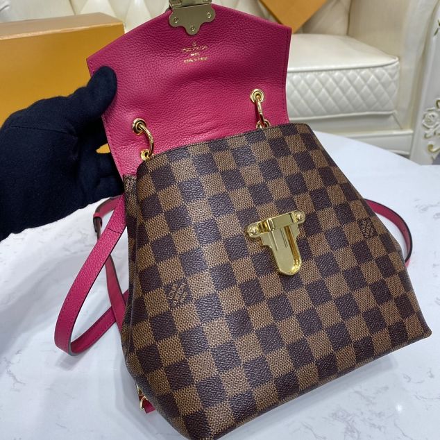 Louis vuitton original damier ebene clapton backpack N40108 burgundy