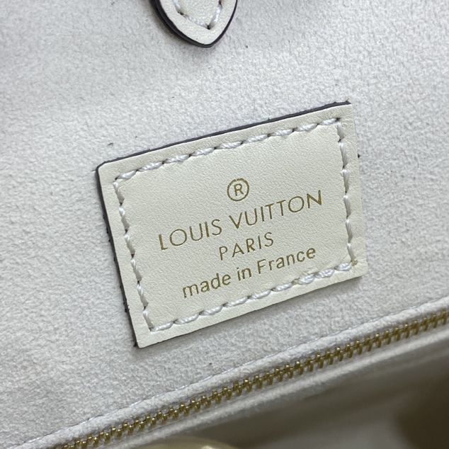 Louis vuitton original embossed calfskin onthego mm M45654 white&grey