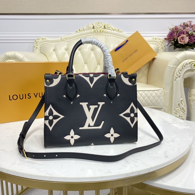 Louis vuitton original embossed calfskin onthego pm M45659 black