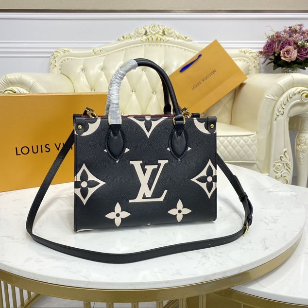 Louis vuitton original embossed calfskin onthego pm M45659 black