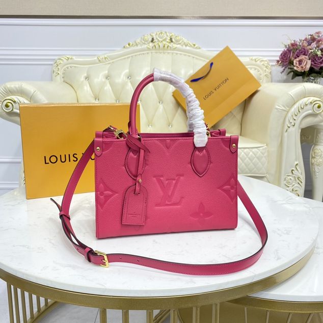 Louis vuitton original embossed calfskin onthego pm M45660 freesia pink