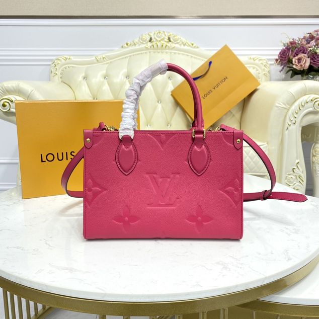 Louis vuitton original embossed calfskin onthego pm M45660 freesia pink