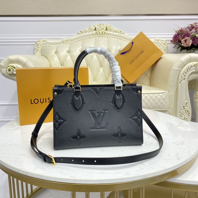 Louis vuitton original embossed calfskin onthego pm M45661 black