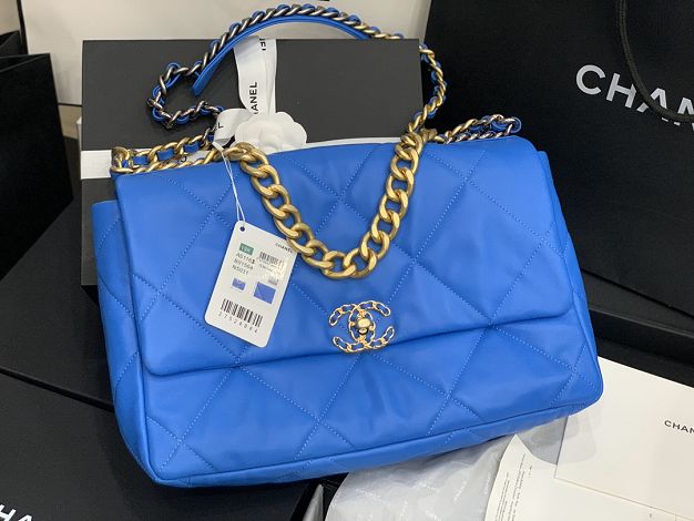 2021 CC original lambskin 19 maxi flap bag AS1162 blue