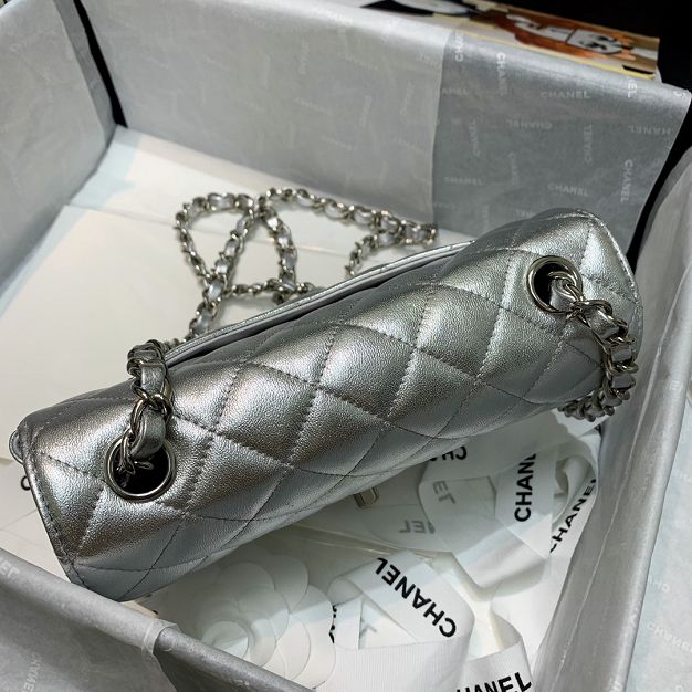 CC original lambskin mini flap bag A69900 silver