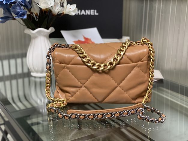 2021 CC original lambskin medium 19 flap bag AS1161 caramel